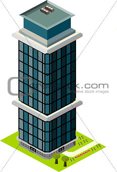 Isometric tall glass building