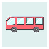 Flat outlone red bus icon