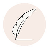 Linear feather vector icon, signature sign