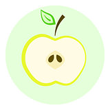 Half yellow apple icon, apple split in a half
