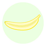 Half yellow banana icon, banana split in a half