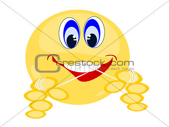 Emoji flossing teeth happily