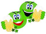 Green Emoji Irish pals having  beer together