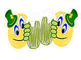 Emoji Irish pals having green beer together