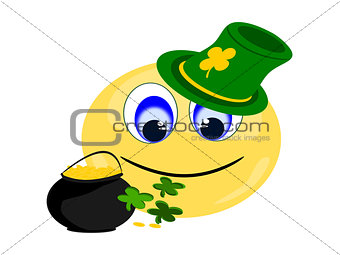 Emoji Irish with pot of gold and green hat