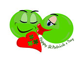 Green emoji couple in love on St.Patrick's Day