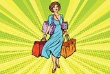 Woman with empty shopping bags