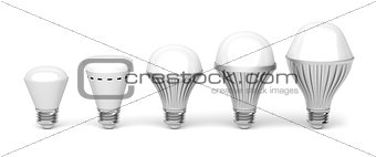LED light bulbs on white 