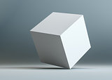A white empty cube stands on the corner