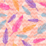 vector seamless colorful feathers pattern