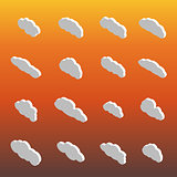 Flat icons clouds isometric, vector illustration.