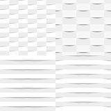 Set of white geometric seamless textures, vector illustration.