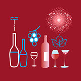 Poster graphics of different wine and glasses