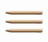 Three colored wooden pencils