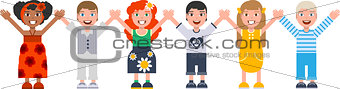 International Childrens Day. Boys and girls are holding hands