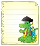 Notepad page with school theme crocodile