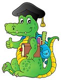 School theme crocodile image 1