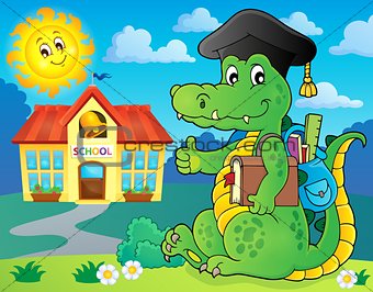 School theme crocodile image 2