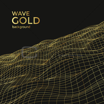 Wireframe gold wave