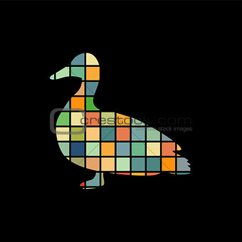 Duck bird color silhouette animal