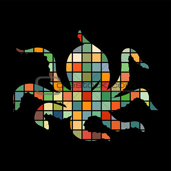 Octopus nautical color silhouette animal