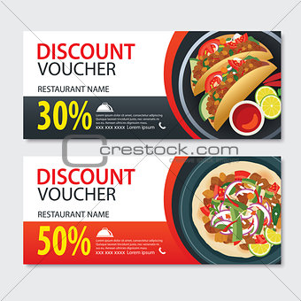Discount voucher mexican food template design. Set of kebab