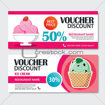 Discount voucher set of ice cream template design.