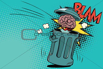 human brain is thrown in the trash