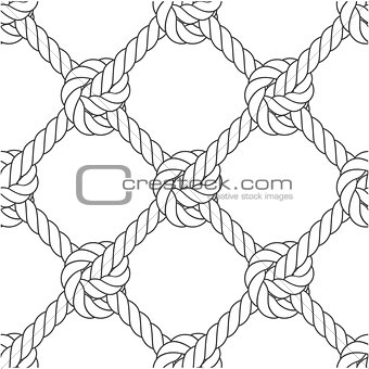 Diagonal rope mesh - knots and rope seamless pattern
