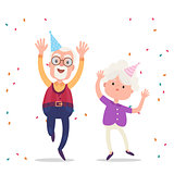 Happy grandparents celebrate the birthday party