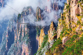 Colorful peaks of Huangshan National park.