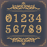 Vintage stylized numbers with floral elements
