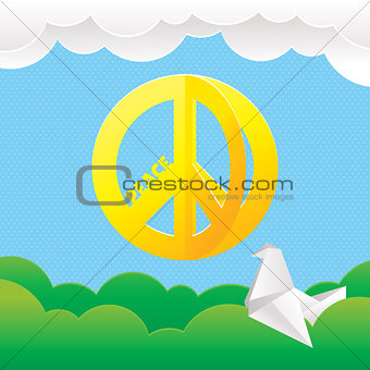 Hippie peace symbol with nature background