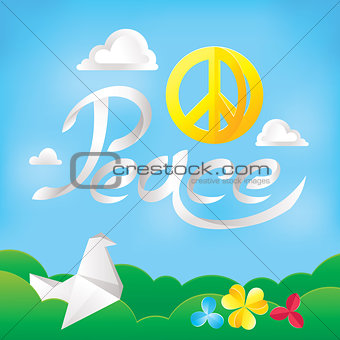 Hippie peace symbol on a nature background