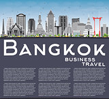 Bangkok Skyline with Gray Landmarks, Blue Sky and Copy Space. 