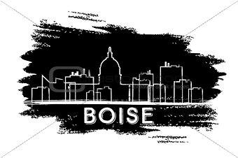 Boise Skyline Silhouette. Hand Drawn Sketch.