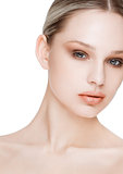 Beauty fashion model with natural makeup skin care