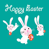Vector Easter greeting card with funny hares