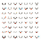 Set of cute lovely kawaii emoticon.