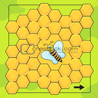 Bee and honeycomb game for Preschool Children. Help bee to walkthrough labyrinth