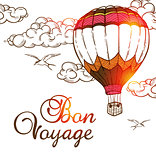 Travel background with air balloon