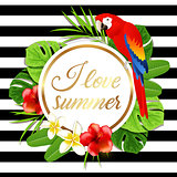 Summer banner with red parrot