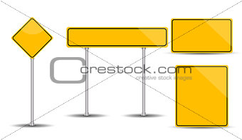 Road Sign Isolated on White Background Blank Yellow traffic. Vec