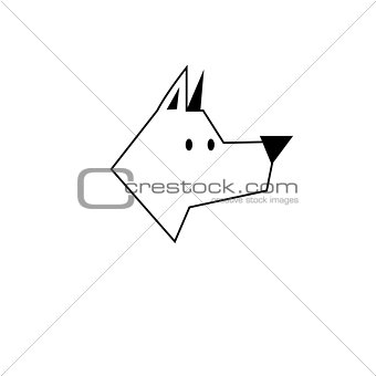 Vector black outline icon dog