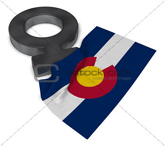 female symbol and flag of colorado - 3d rendering
