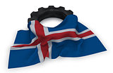 gear wheel and flag of iceland - 3d rendering