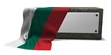 stone socket with blank sign and flag of bulgaria - 3d rendering