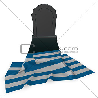 gravestone and flag of greece - 3d rendering