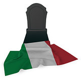gravestone and flag of italy - 3d rendering