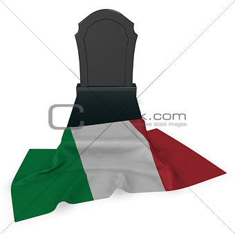 gravestone and flag of italy - 3d rendering